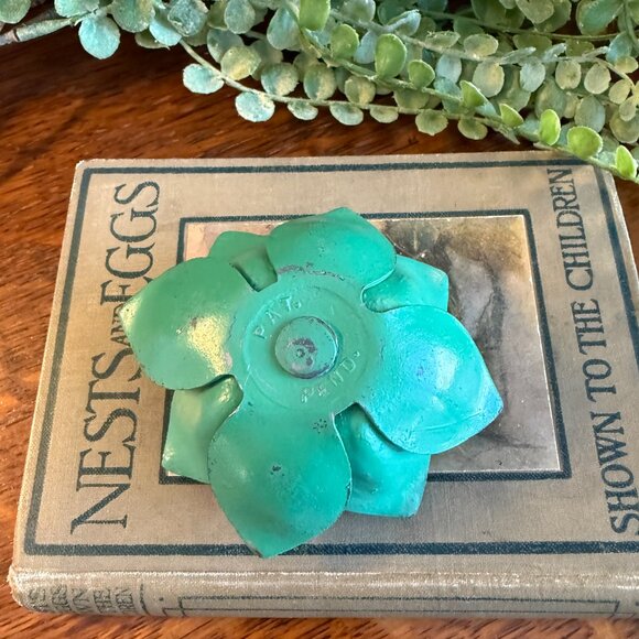 Rare Vintage Green Lead Lotus Flower Frog/ Kenzan for Ikebana - Picture 7 of 10
